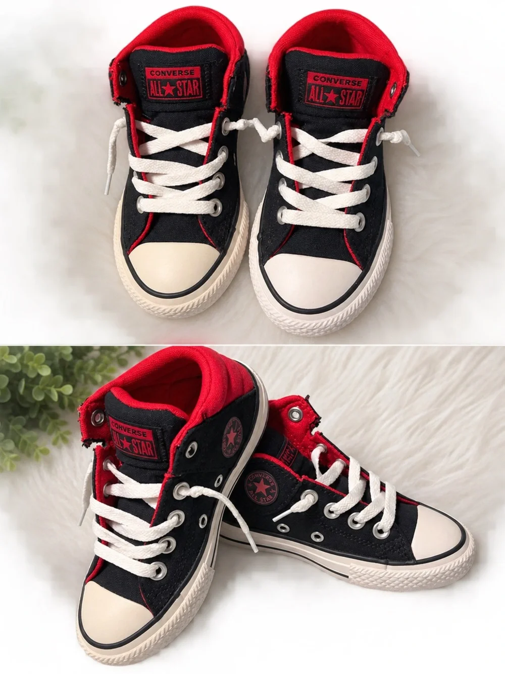 Converse Kids High-Top Sneakers in Black and Red